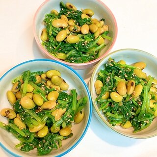 ポリポリ食感が美味しい☆大根の葉と青豆の胡麻和え